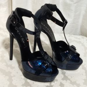 Casadei blue sparkly high heels stilletto Size 7.5